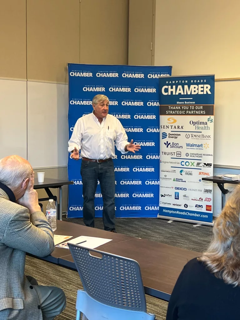 Dick Olenych teaches about the Employee Retention Tax Credit at the Hampton Roads Chamber Education Series event.